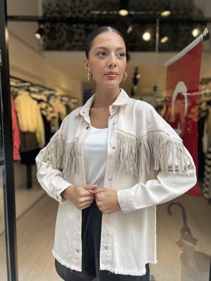 Püsküllü Kot Ceket-Taş