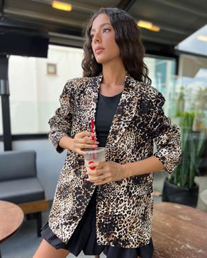 Q.Leopar Ceket-Leopar Kahve