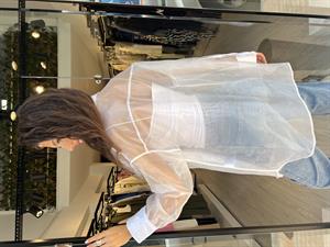 Q.Organze Tül Detaylı Gömlek-Beyaz