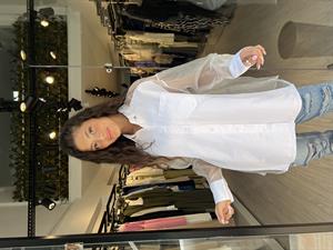 Q.Organze Tül Detaylı Gömlek-Beyaz