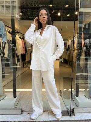 Q Owersize Gömlek-Beyaz