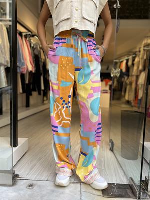 Q Şerit Detay Pantolon -Pembe