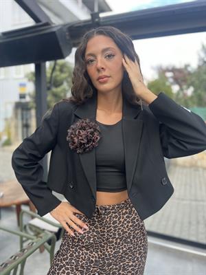 Q.Gül Det.Ceket-Leopar Kahve