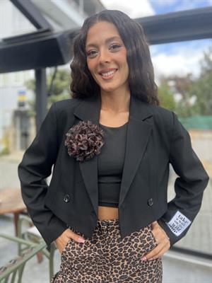 Q.Gül Det.Ceket-Leopar Kahve