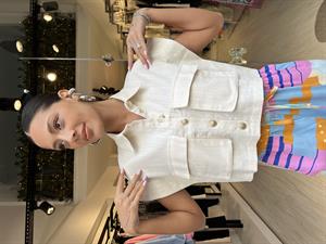 QCep Detaylı Yelek-Krem 