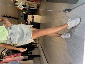 QYırtık Detay Kot Etek-Mavi