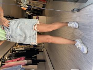 QYırtık Detay Kot Etek-Mavi