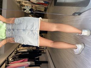 QYırtık Detay Kot Etek-Mavi