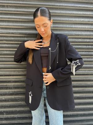 Rbn Taşlı Ceket-Siyah