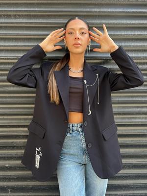 Rbn Taşlı Ceket-Siyah