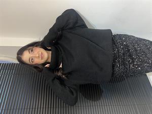 S.Boğazlı Omuz Detaylı Kazak-Siyah