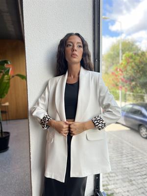 Şal Yaka Blazer Ceket-Beyaz
