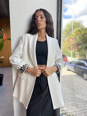 Şal Yaka Blazer Ceket-Beyaz