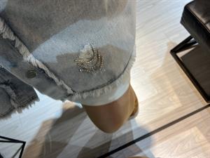 Shz.Taş Detaylı Gömlek Ceket-Mavi