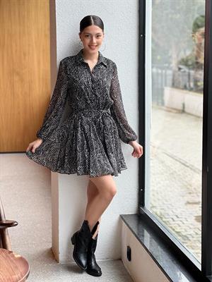 Şifon Elbise-Puantiyeli