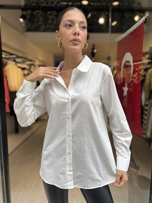 Sırtı Desenli Gömlek -Ekru