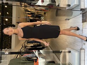 Taşlı Askılı Elbise-Siyah