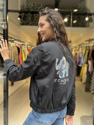 Taşlı Bomber-Siyah