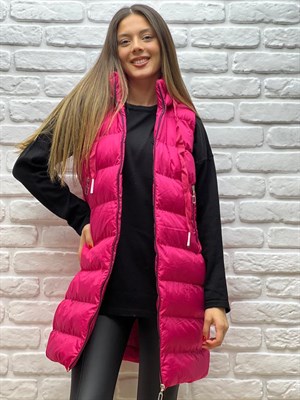 Uzun Şişme Yelek Pembe