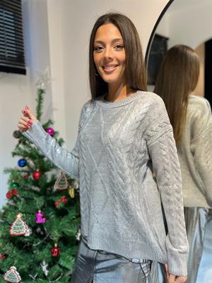 Varaklı Örgü Desen  Kazak-Gümüş