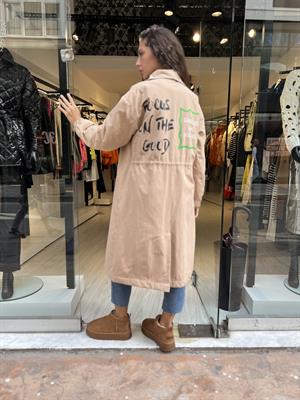 Yazılı Trenç-Camel