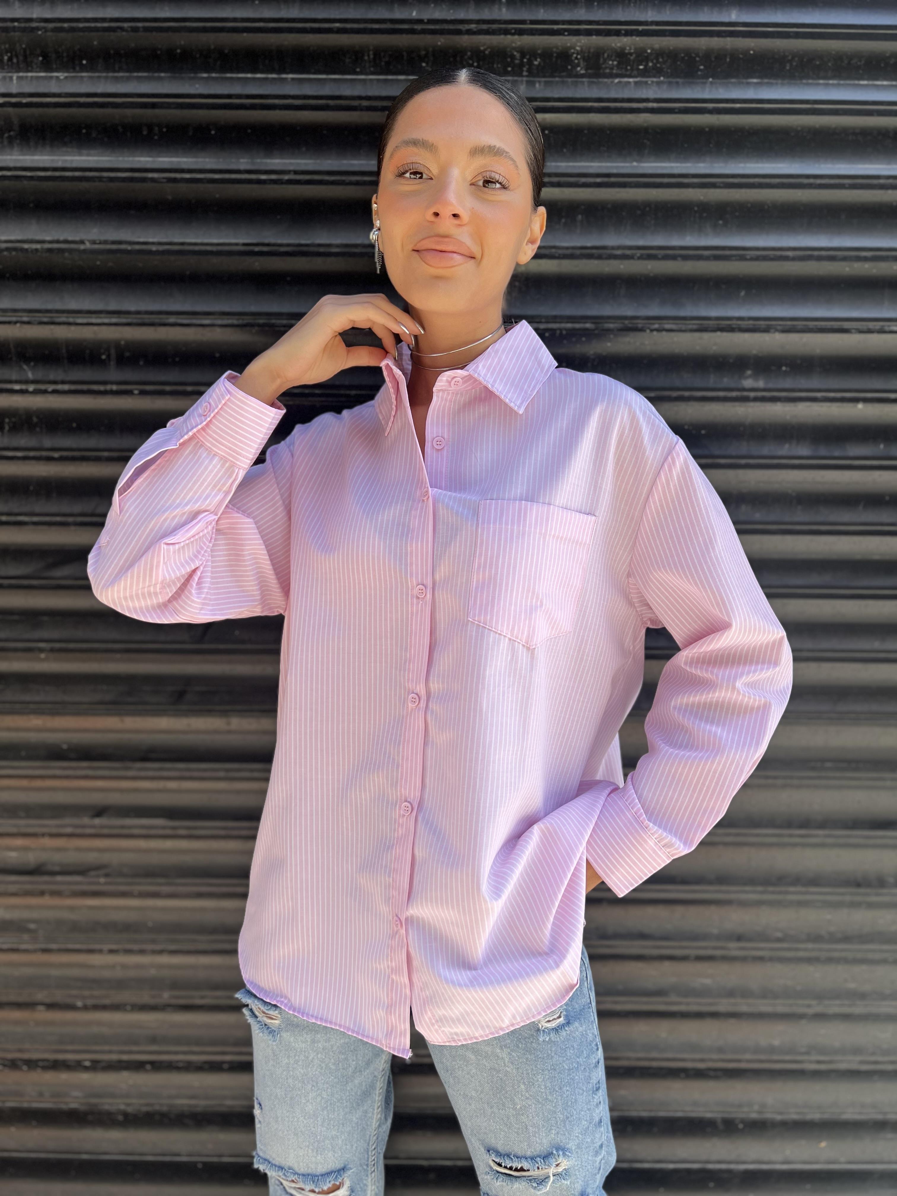 Dk Çizgili Gömlek -Pembe 