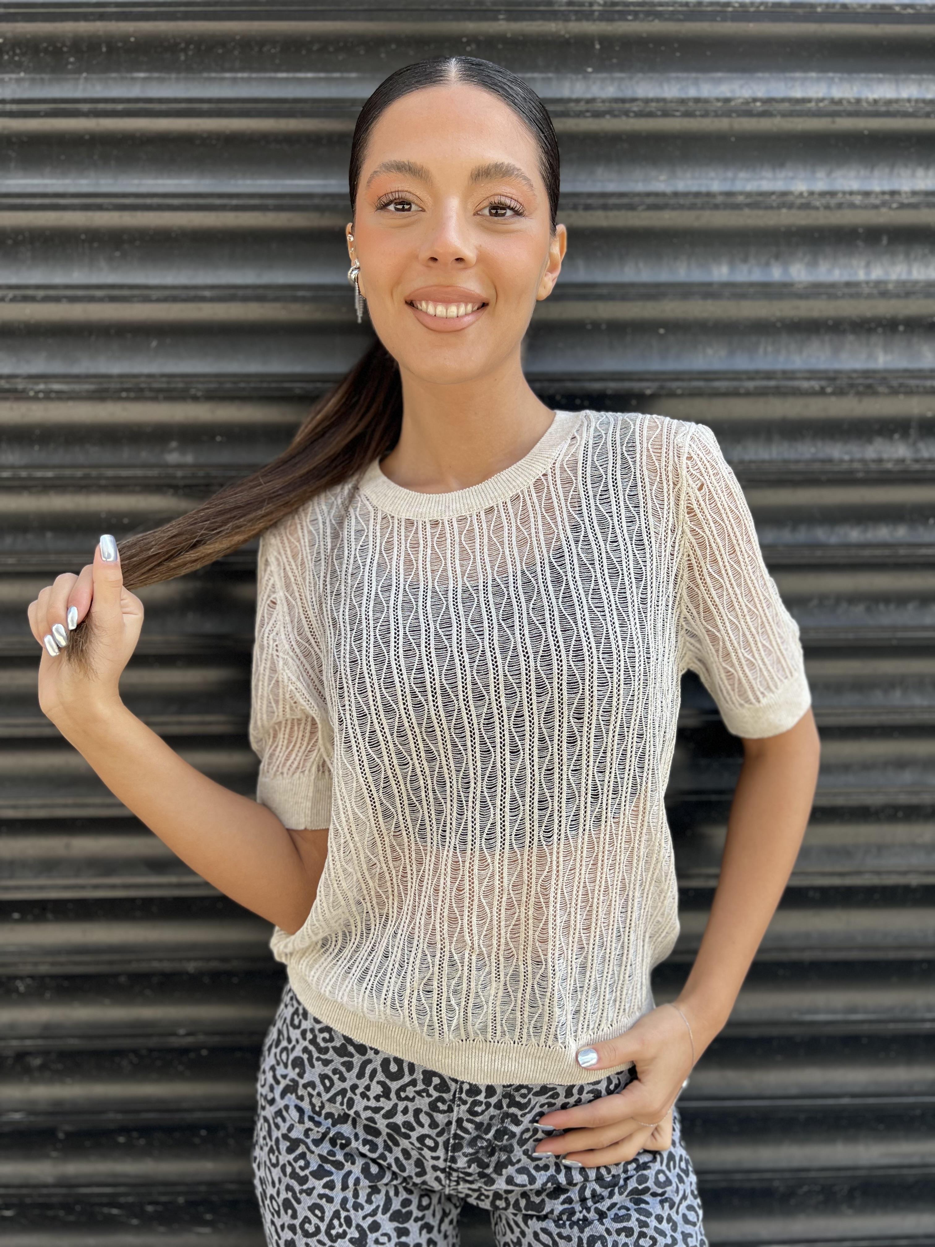 Dlv.Kısa Kollu Bluz-Ekru 