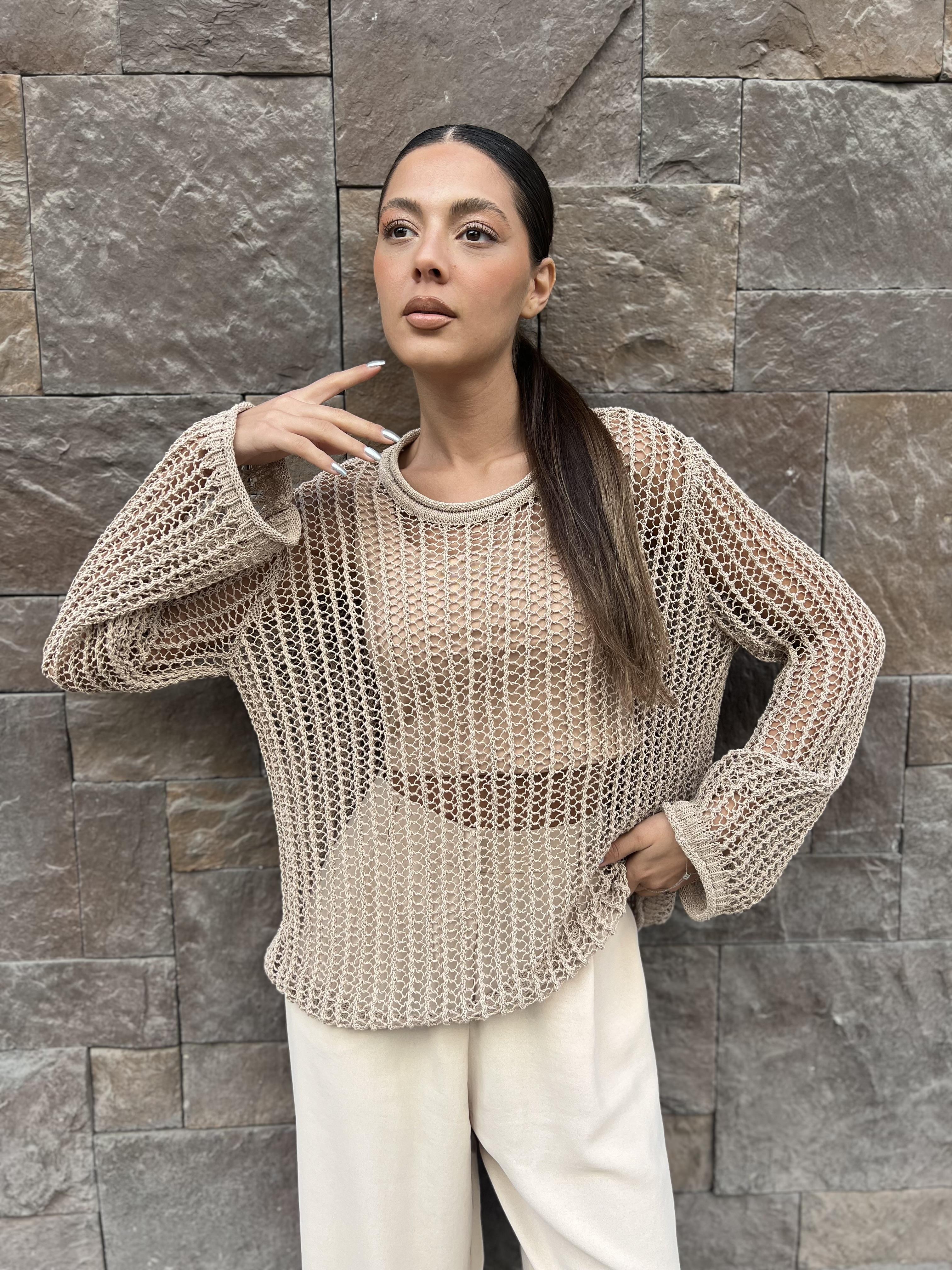 Dlvn Ajurlu Bluz-Bej