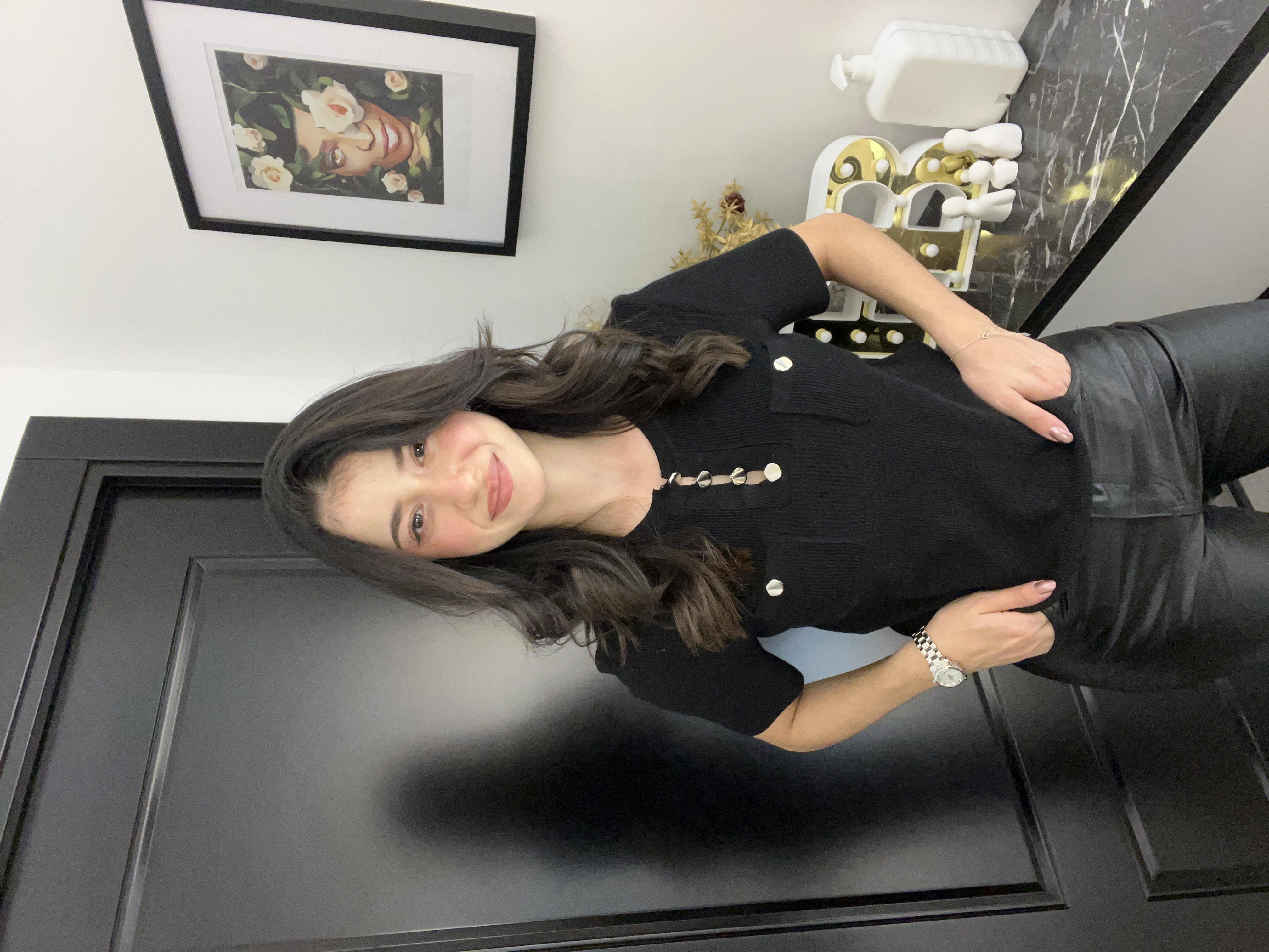 Dlvn Cepli Düğmeli Triko-Siyah