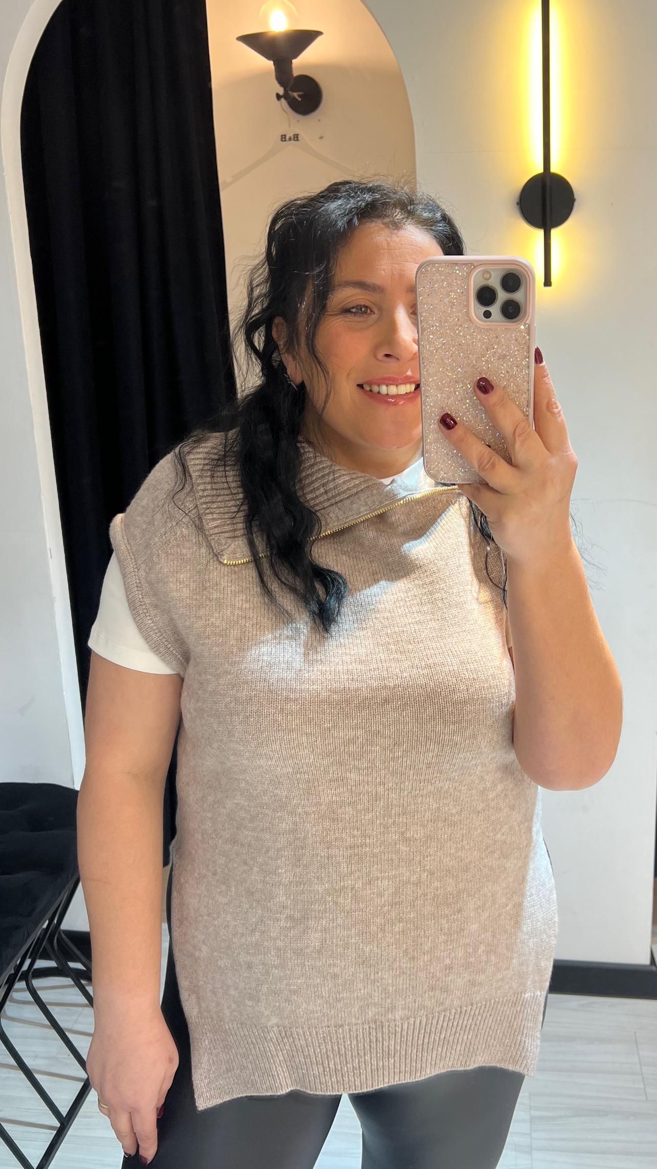 Dlvn Fermuar Yaka Süveter-Kahve