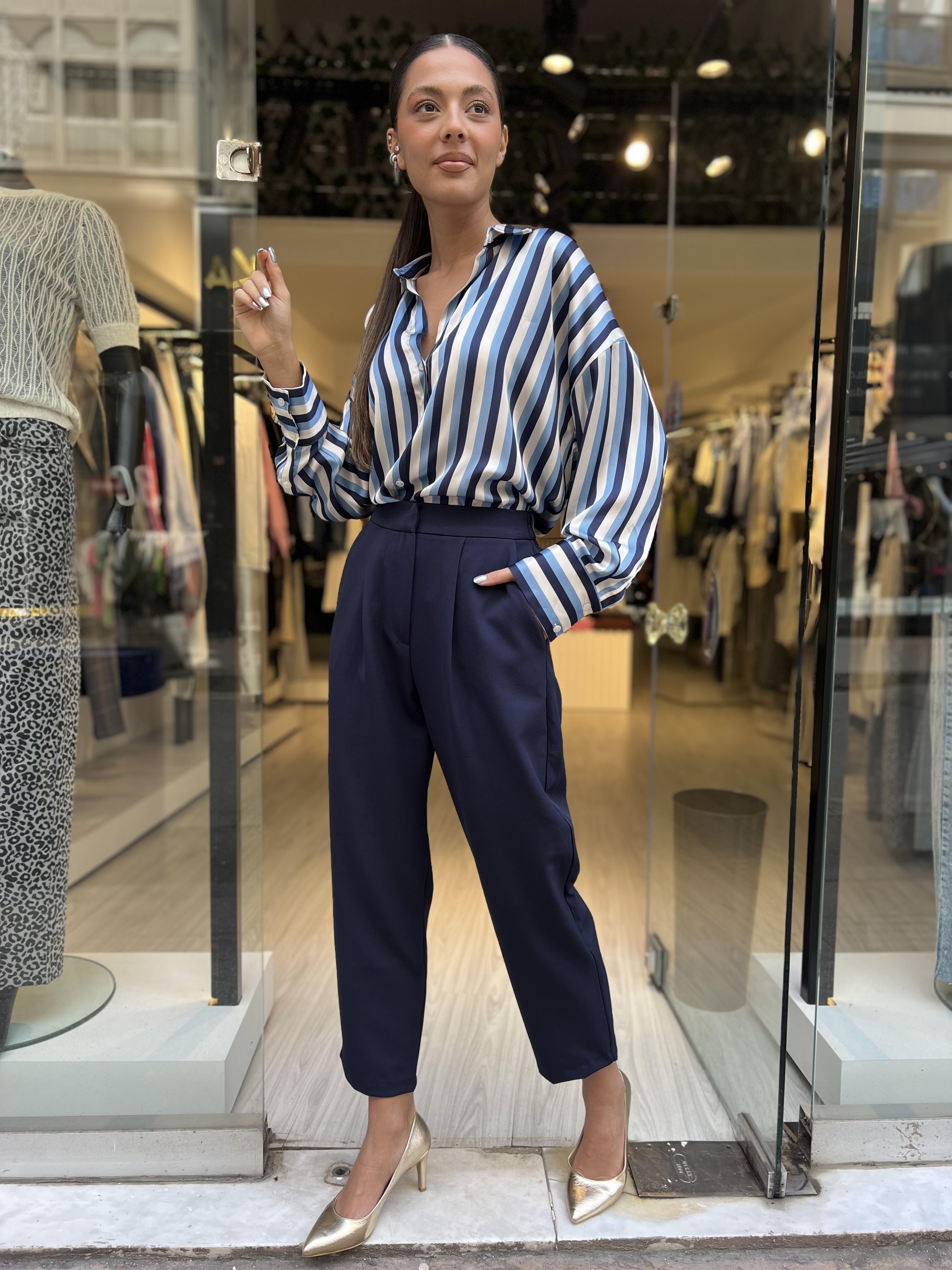 Kemer Detaylı Pantolon -Lacivert