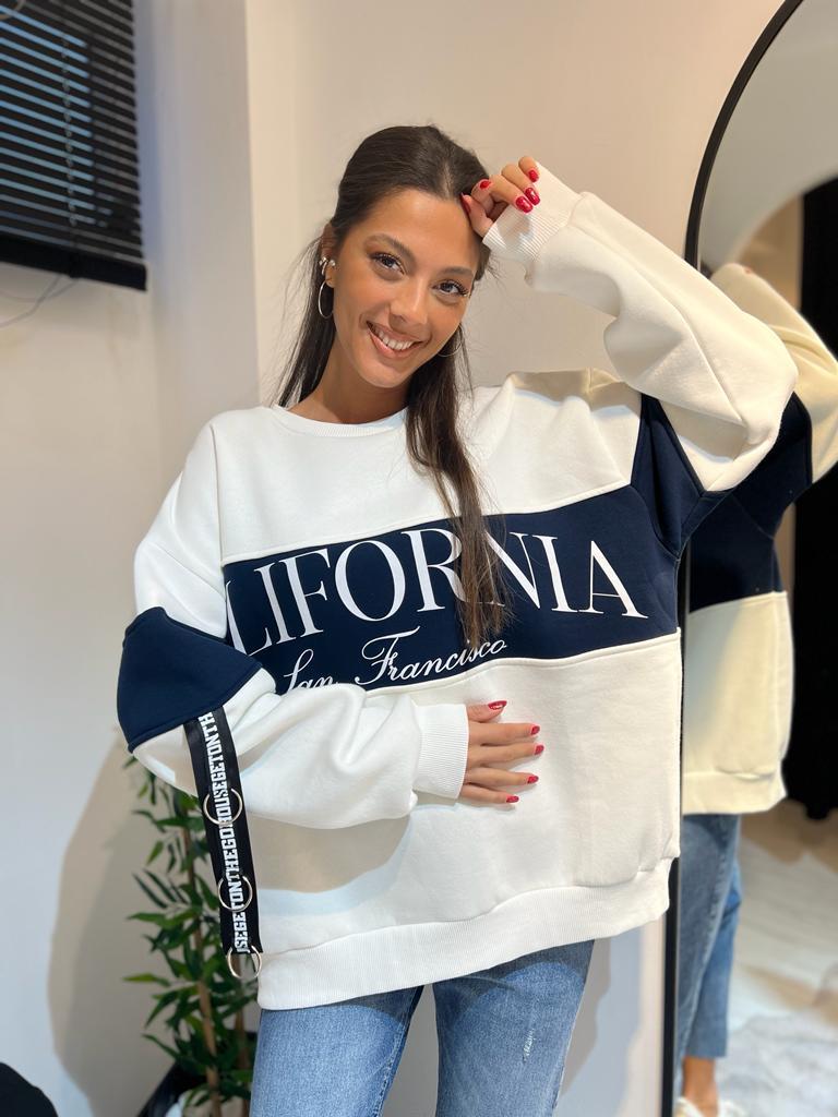 Kol Detaylı Sweat-Ekru 