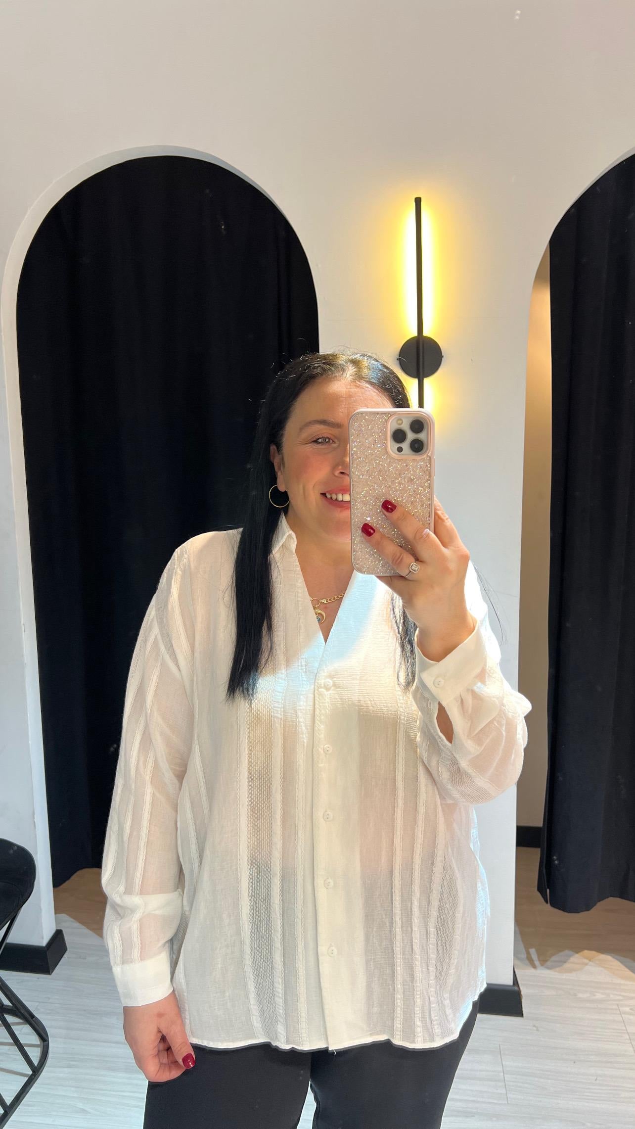 P.Transparan Gömlek-Beyaz