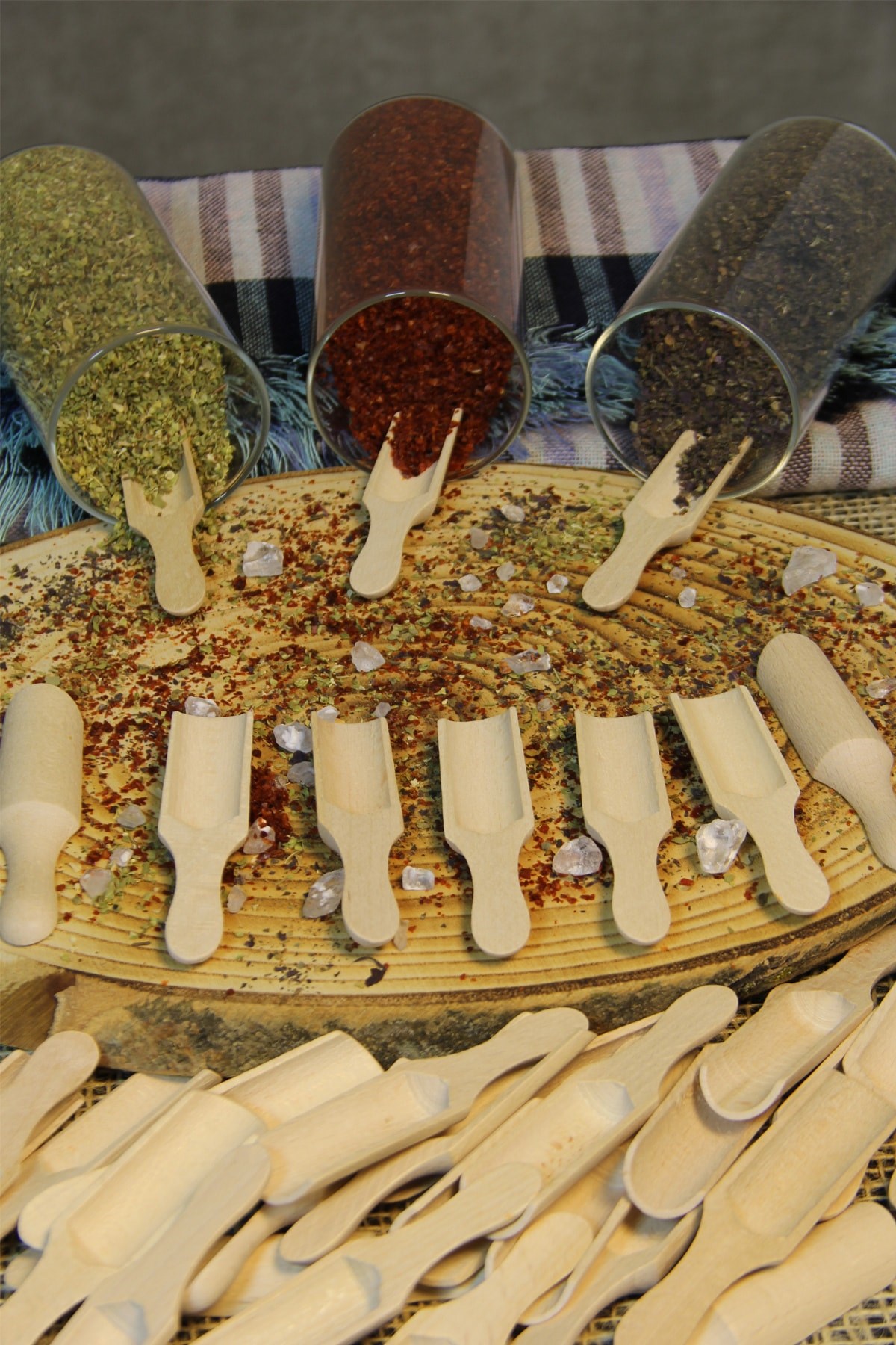 12'Li Mini Bambu Ölçek Kaşığı (küreği), Lüks Mini Kürek Baharatlık Kaşığı