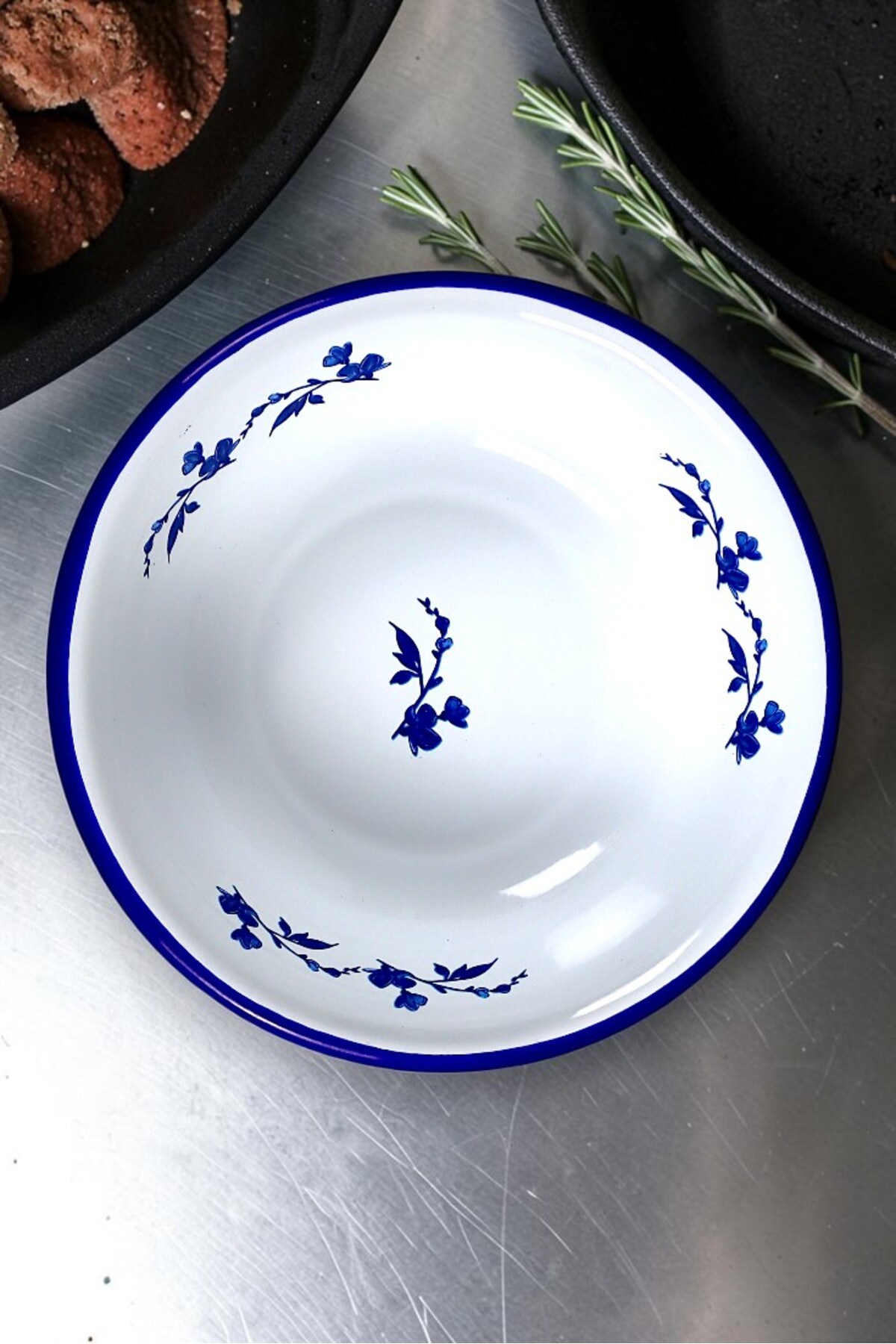 20 Cm Emaye Kase Tabak, Çukur Tabak, Salata Tabak, Cips Tabak