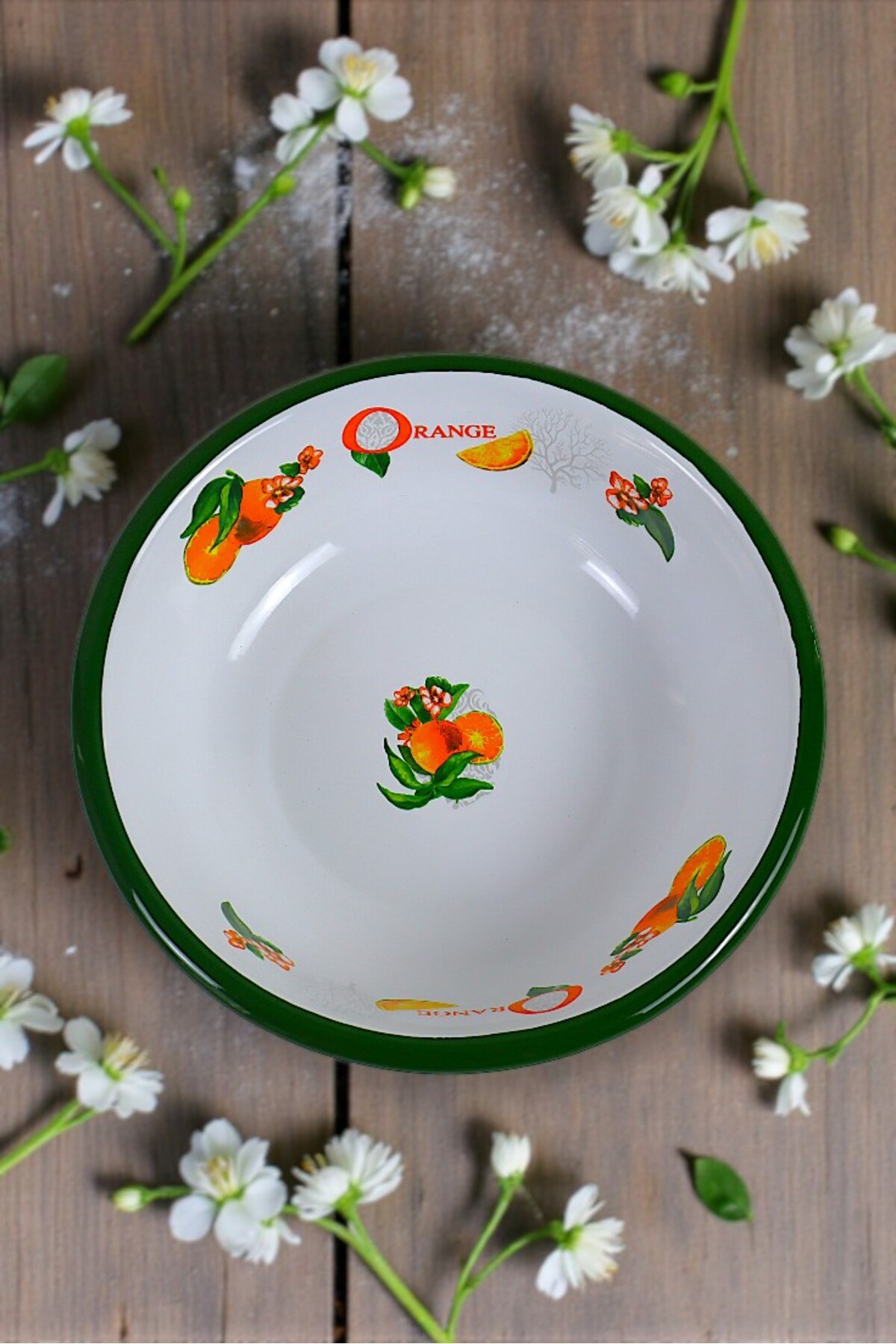 20 Cm Emaye Kase Tabak, Çukur Tabak, Salata Tabak, Cips Tabak