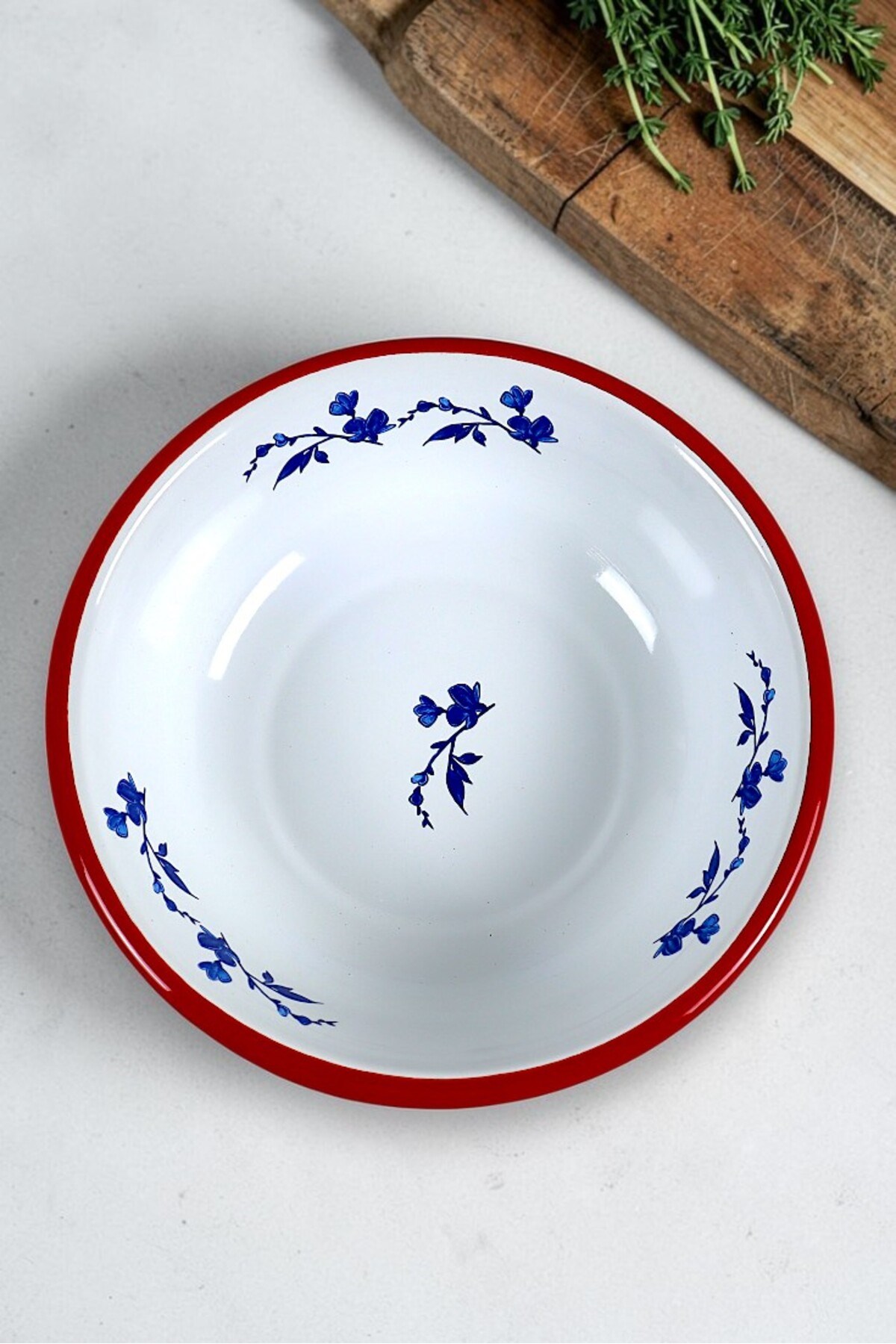 20 Cm Emaye Kase Tabak, Çukur Tabak, Salata Tabak, Cips Tabak