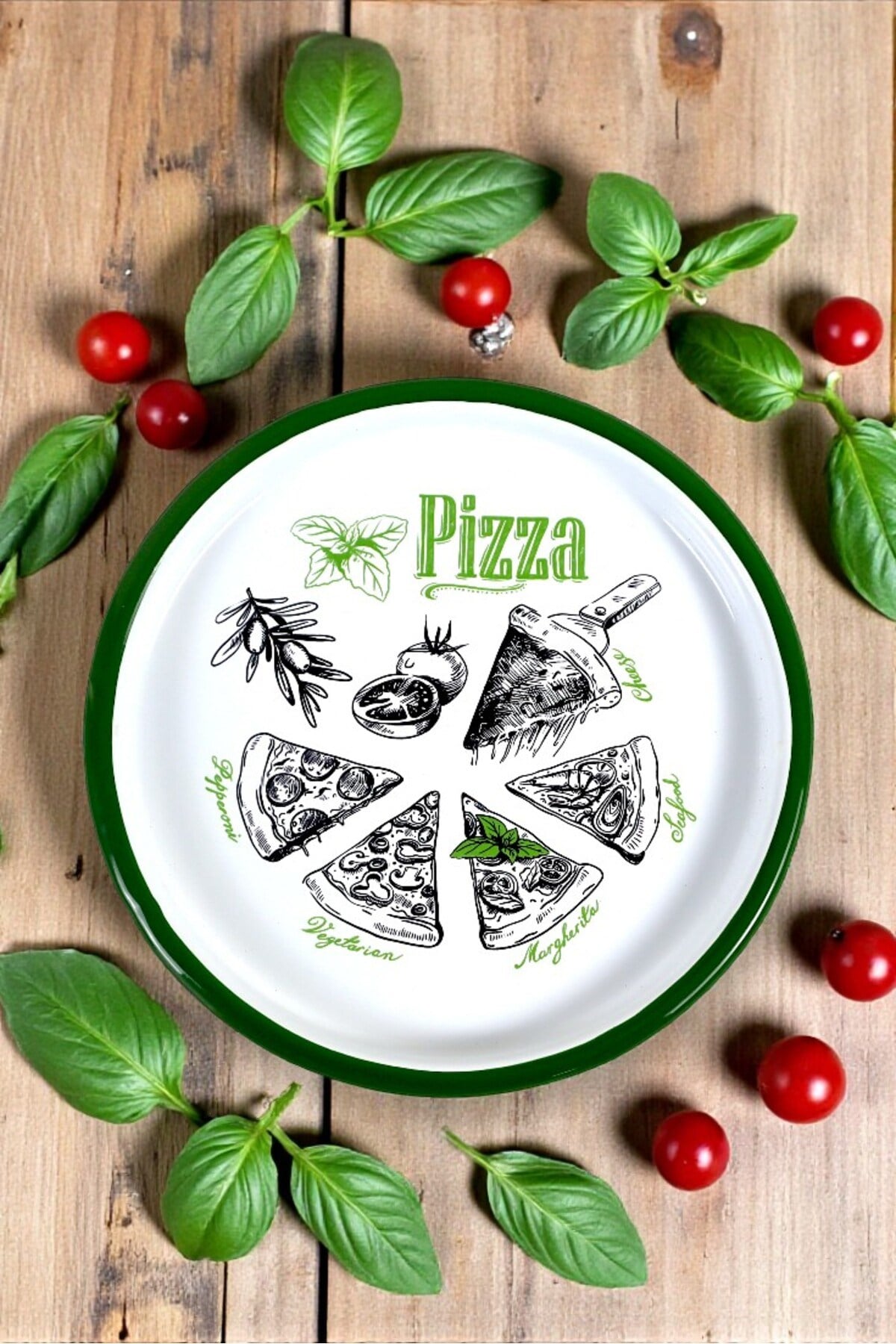 22 No Pizza Tabağı Tepsisi Supla Pasta Tabağı Servis Tabağı 22cm