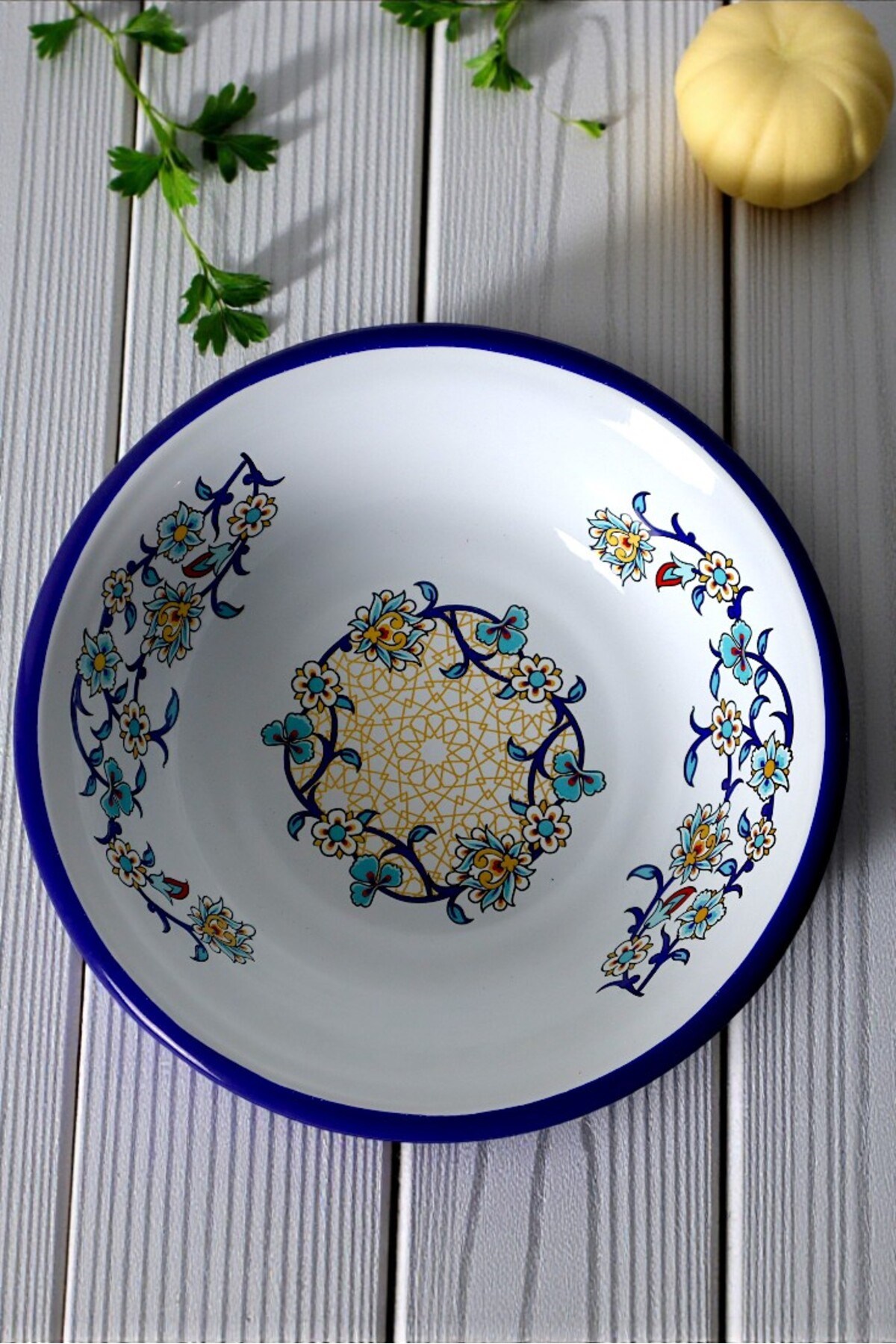 24 Cm Emaye Kase , Çukur Tabak, Salata Tabak, Cips Tabak