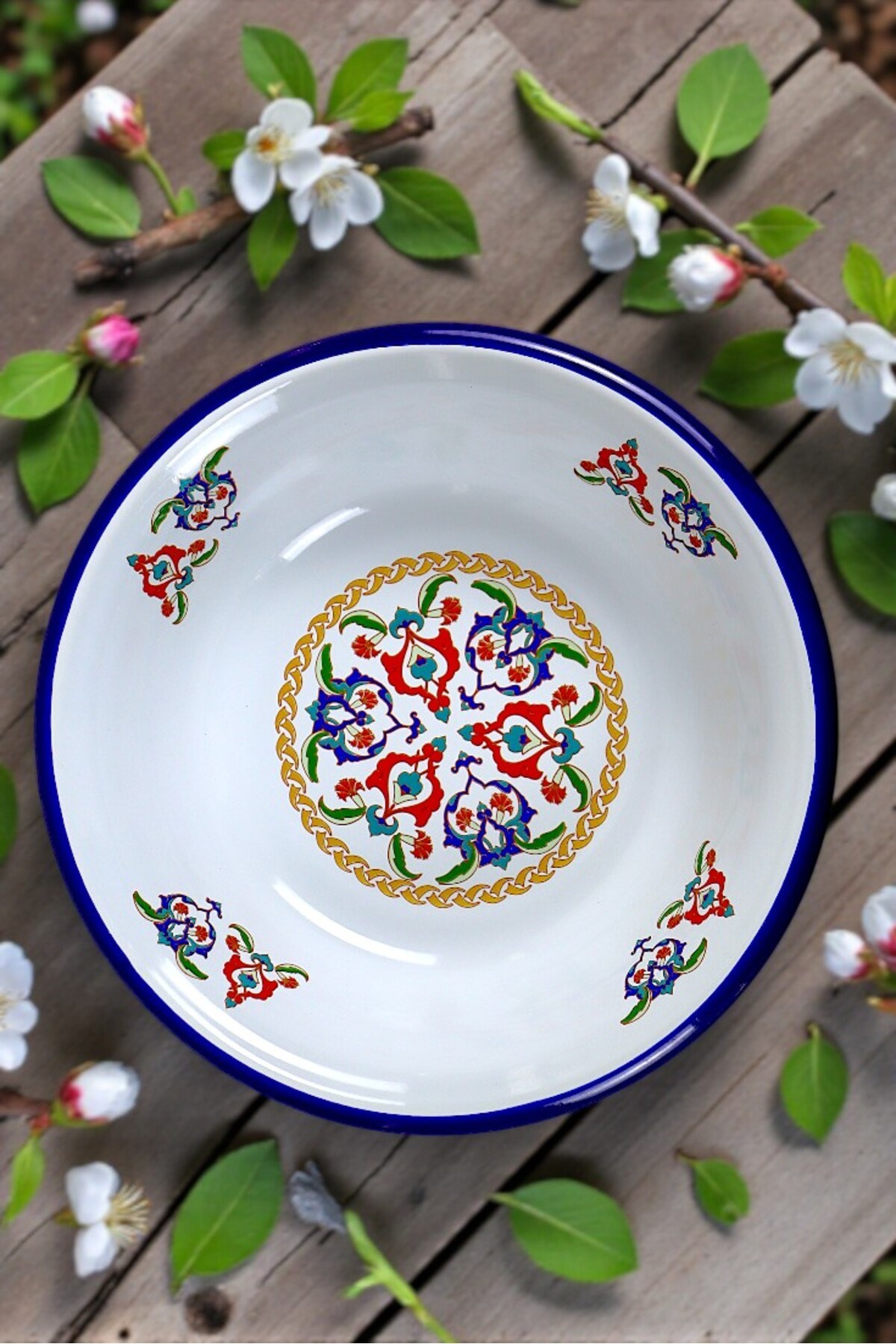 24 Cm Emaye Kase Tabak, Çukur Tabak, Salata Tabak, Cips Tabak