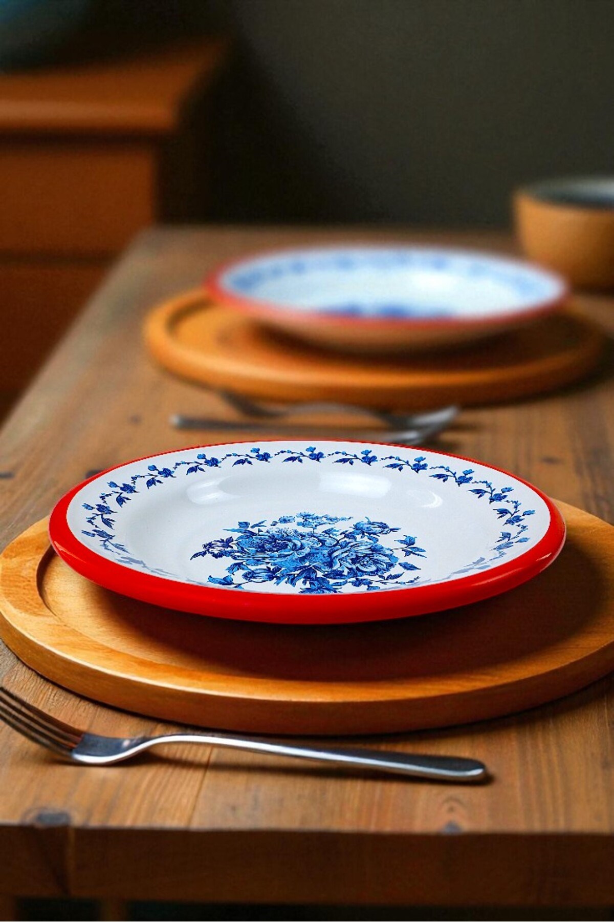 24 No Emaye Yemek Tabak, Servis, Yemek Kamp, Piknik, Çeyiz 24 Cm