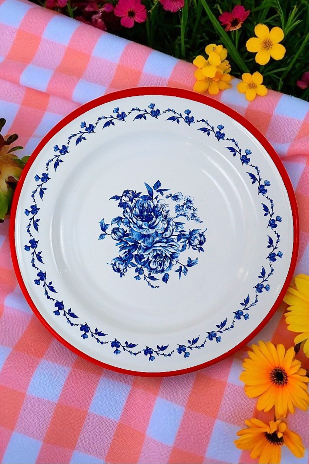 30 No 30 Cm Emaye Yemek Tabağı Tabak Servis Yemek Kamp Piknik, Çeyiz, Hediye