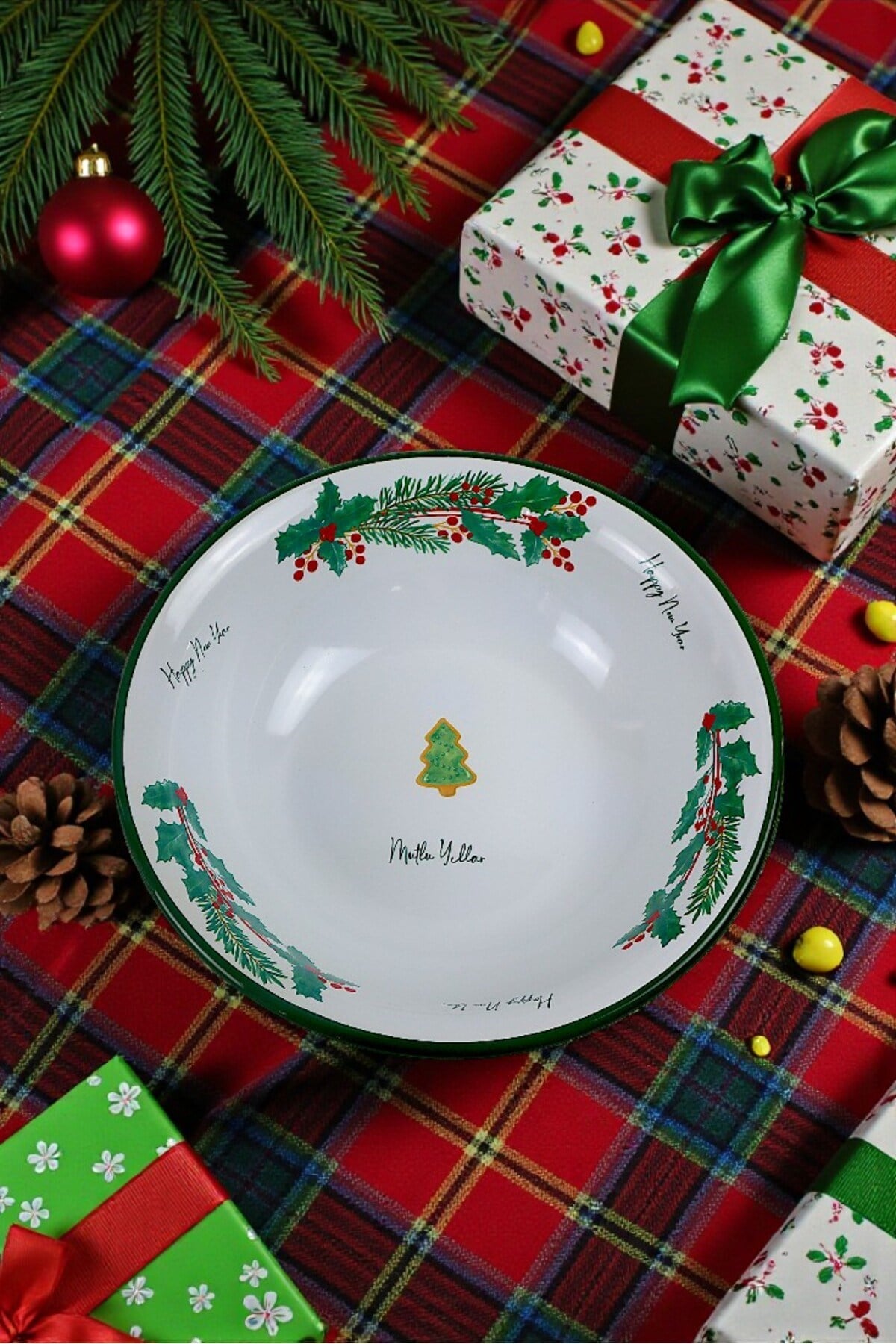 32 Cm Emaye Kase , Çukur Tabak, Salata Tabak, Cips Tabak