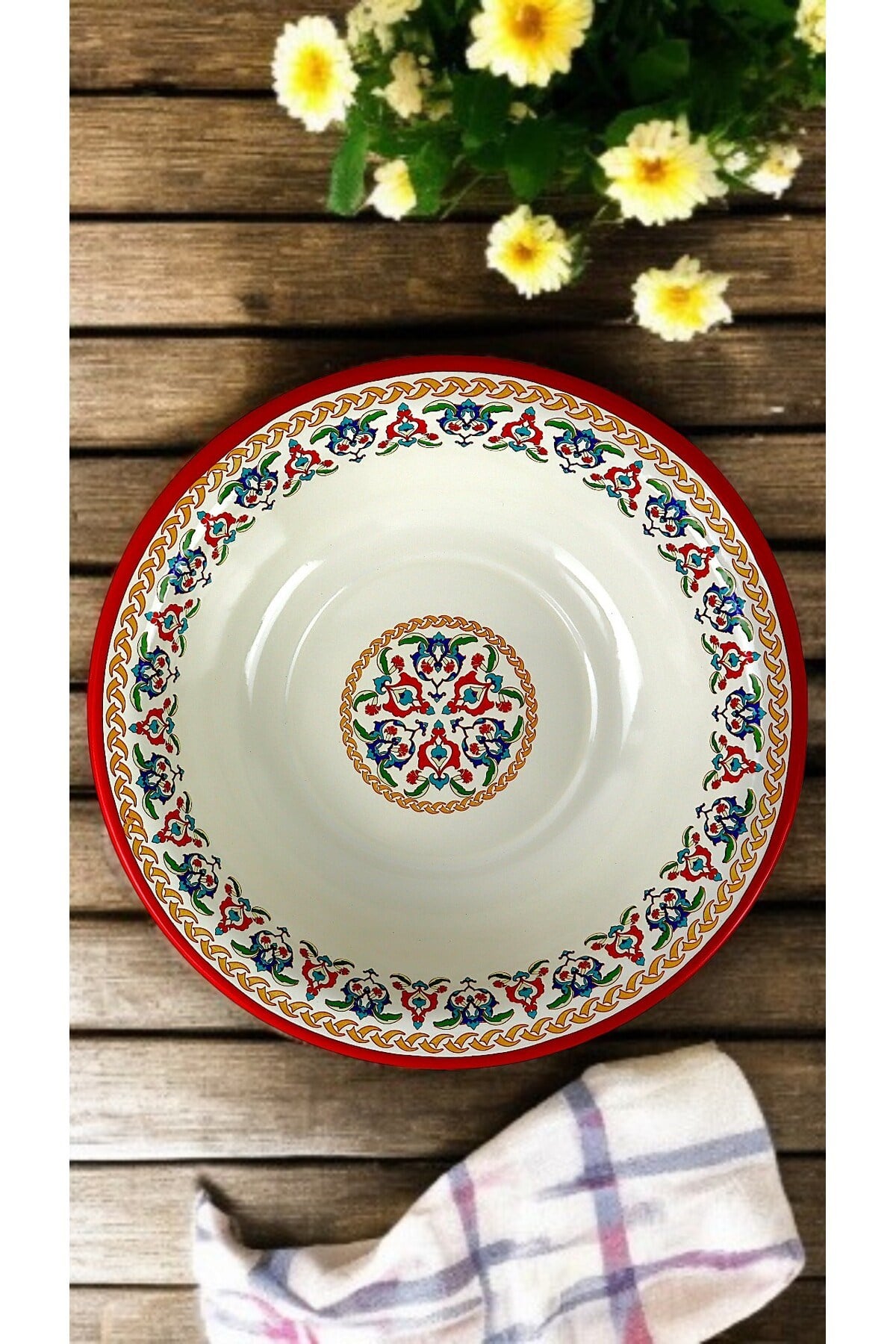 36 Cm 4,5 Litre Emaye Leğen Çırpma ve Karıştırma Kabı, Hamur Leğeni. Meyvelik. Çeyiz. Büyük Kase