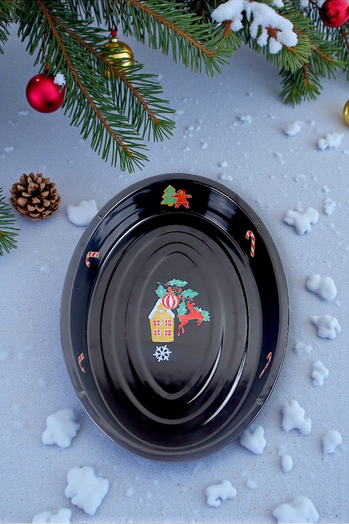 36 No Emaye Fırın Tepsi Oval Tepsi 36 Cm
