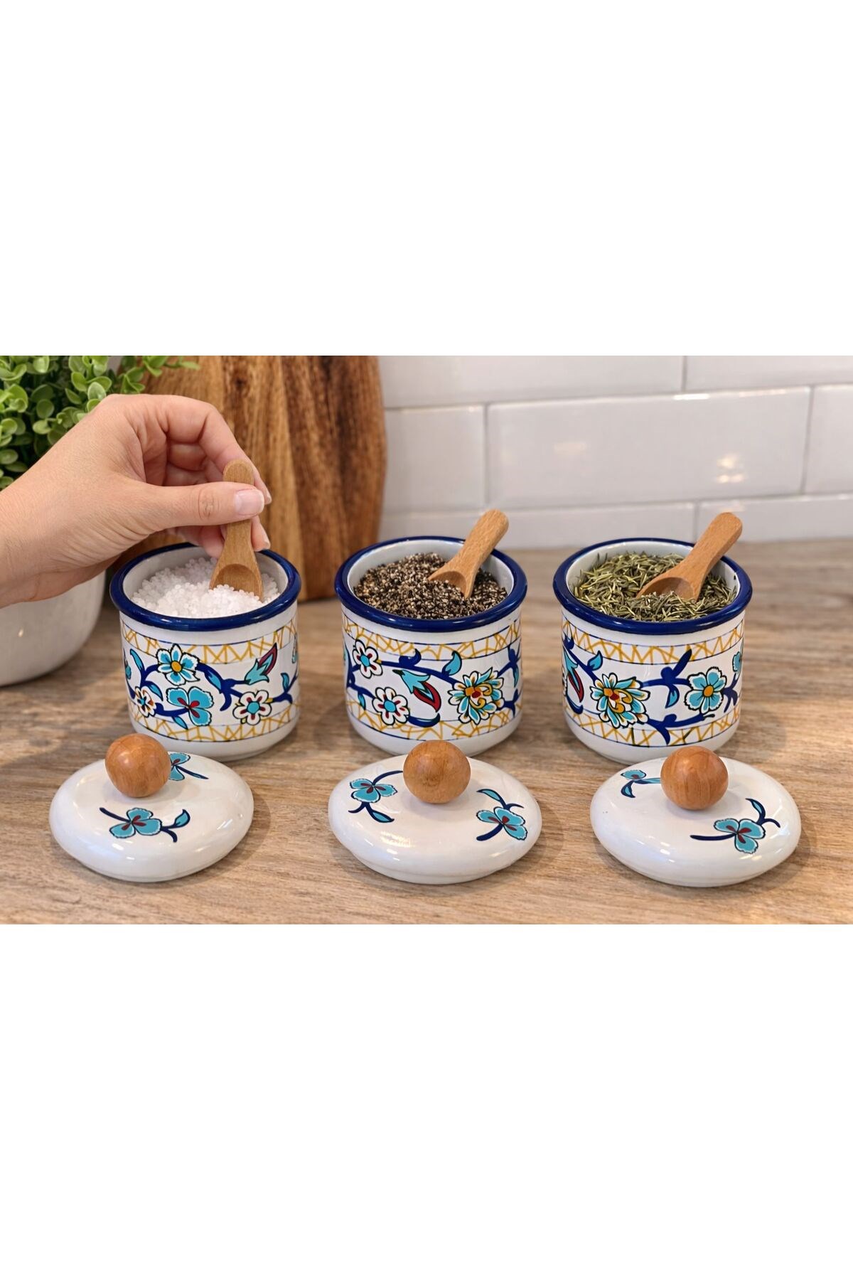 3'Lü Emaye Baharatlık Set 380Ml 6 Parça