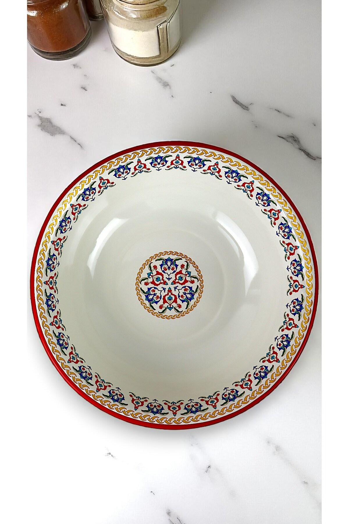 40 Cm 8Litre Emaye Leğen Çırpma Ve Karıştırma Kabı, Hamur Leğeni,Meyvelik, Çeyiz, Hediye, Büyük Kase