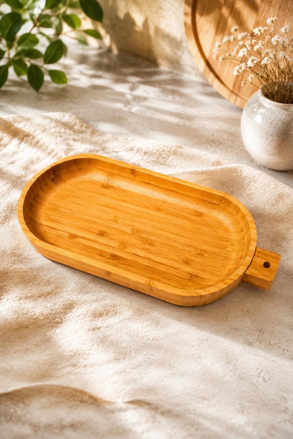 Bambu Servis ve Sunum Tepsisi 32 cm – Şık Sofra Düzenleyici