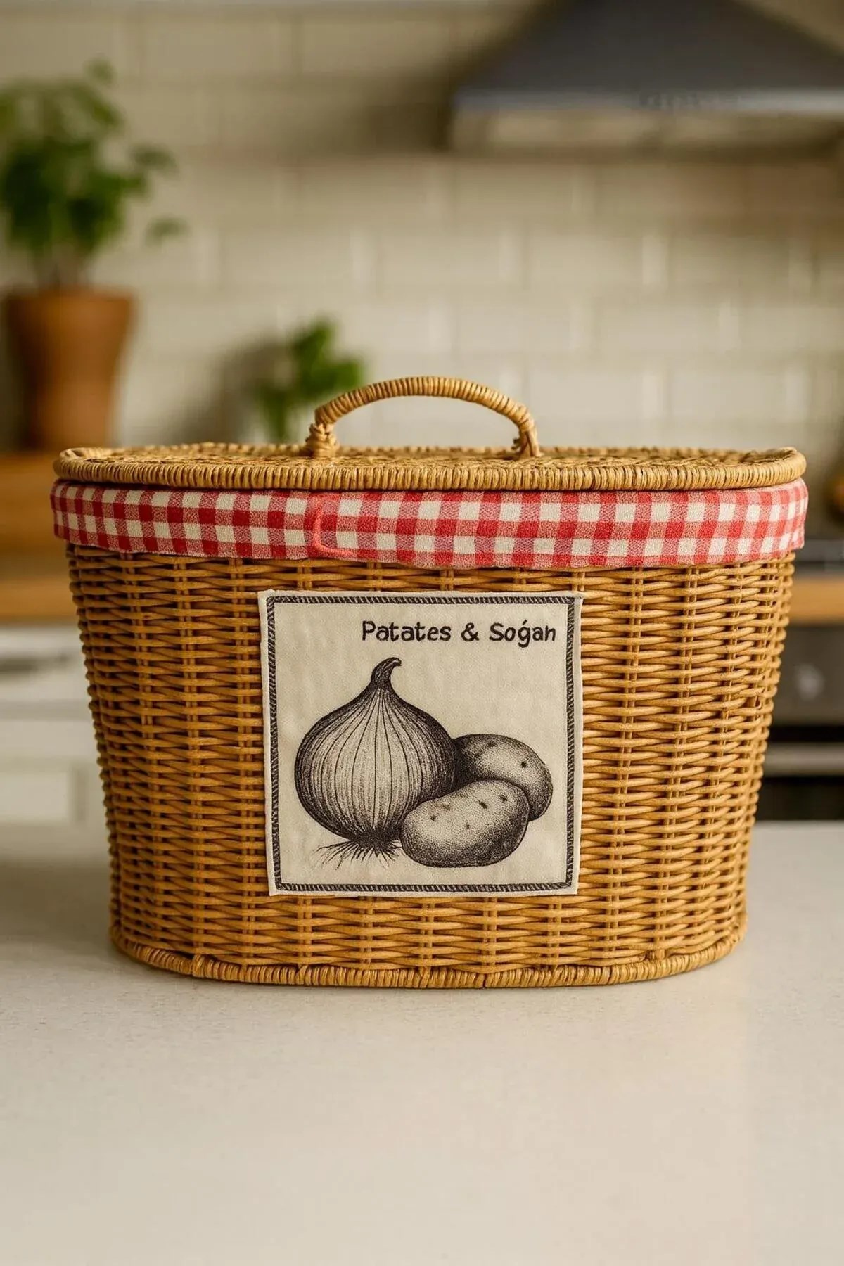 Bölmeli Rattan Patates Soğan Sepeti 21x39x28 Cm – Pötikare Bezli