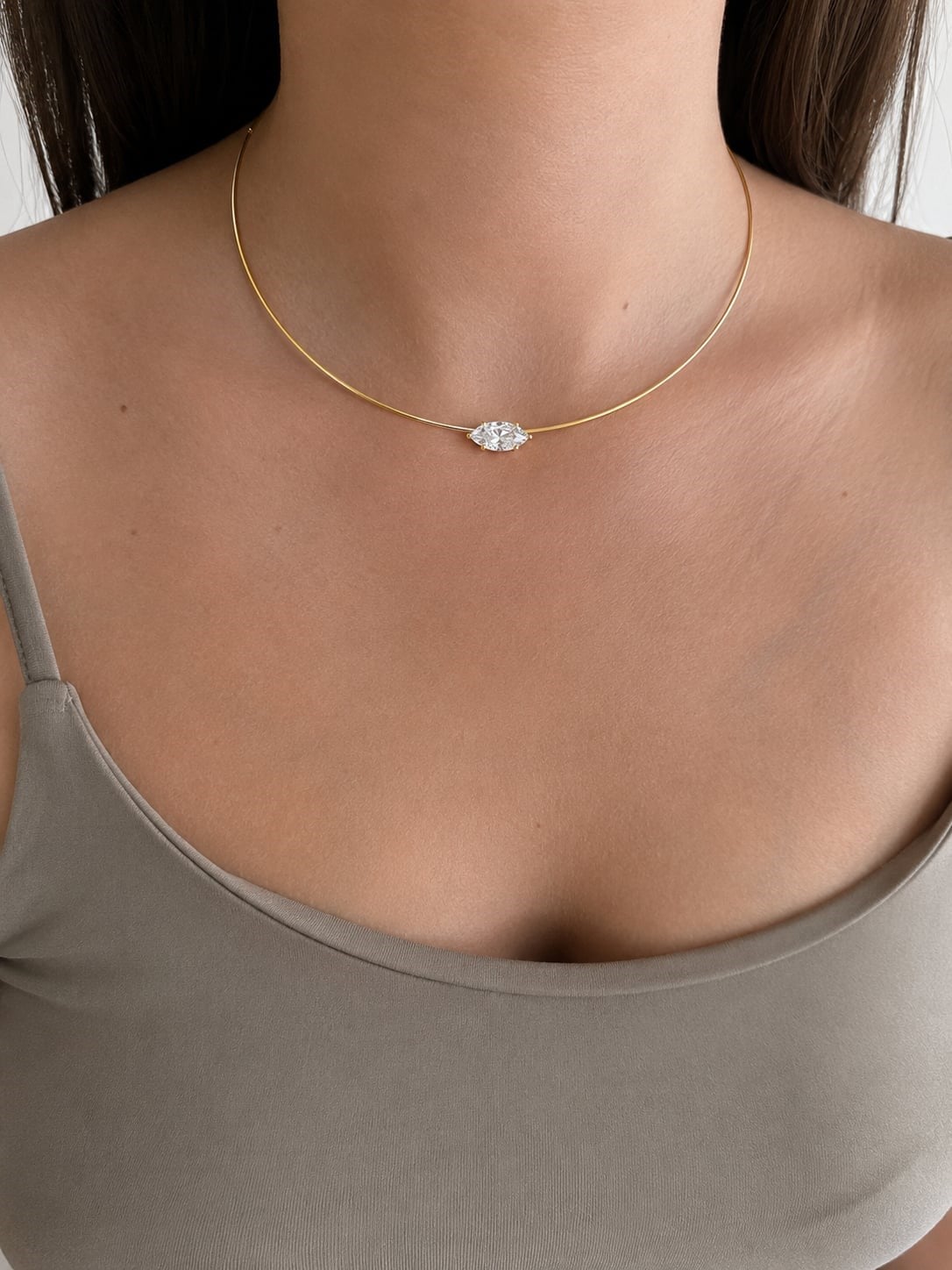Özel Seri Baget Taşlı Markiz Choker Kolye
